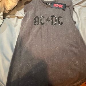 AC/DC Charcoal Tee dress with  Studded Logo